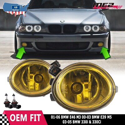 #ad For BMW 3 Series E46 M3 2001 2005 Fog Lights Bumper Driving Lamps Yellow Pair $32.99