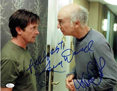 #ad Curb Enthusiasm Michael J Fox Larry David Autographed Signed 11x14 Photo JSA COA $1999.99
