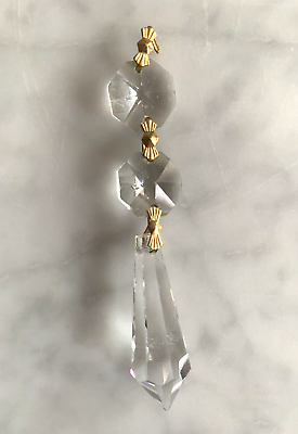 #ad Vintage U Drop w 2 Top Beads Crystal Glass Prism Spear 3quot; Replacement Chandelier $14.99
