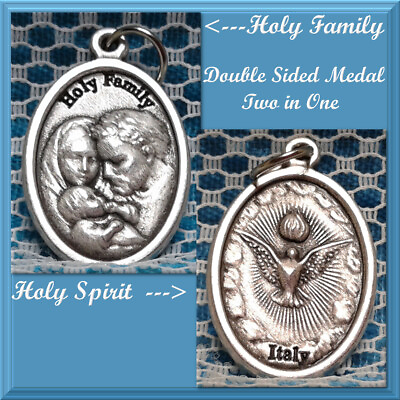 #ad Catholic Medal HOLY SPIRIT Holy Family Double Sided 2 In 1 Mary Joseph Jesus NEW $1.65