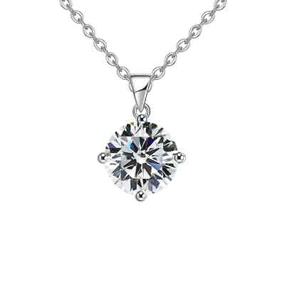 #ad 18K White Gold 1 2 Carat Created Cubic Zirconia Round Stud Necklace Plated 18 In $10.99