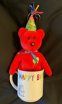 #ad VINTAGE HAPPY BIRTHDAY SARA BOYNTON MUG amp; HAPPY BIRTHDAY TY BEANIE BABY RED BEAR $14.99