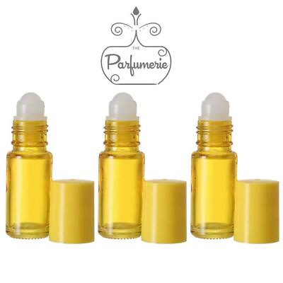 #ad 5ml Glass Roll on Perfume Essential Oil Bottles Yellow Plain 1 6oz Roller Empty $15.99