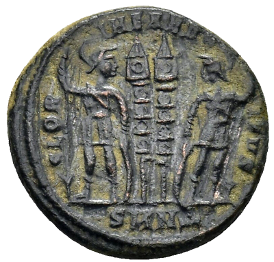 #ad AA: Constantius II Caesar 324 337 AD . Nicomedia. AE Follis 17mm . a1617 $14.00