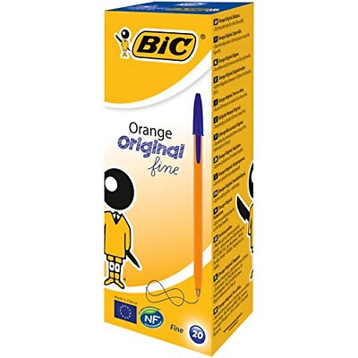 #ad BIC Orange Original Fine Ballpoint Pens Fine Point 0.8 mm Blue Box of 20 $19.79