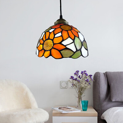 #ad Modern Tiffany Style Sunflower Pattern Dome Shape Pendant Lamp for Dining Room $65.99