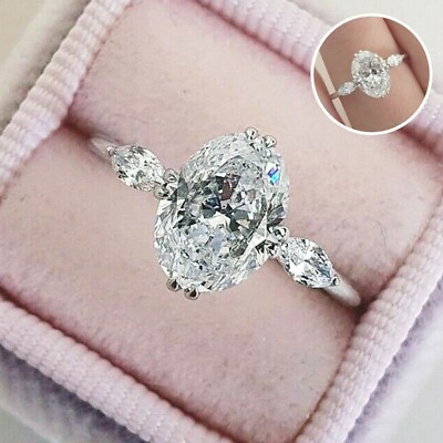 #ad Fashion 925 Silver Wedding Ring Women Oval Cut Cubic Zircon Jewelry Sz 6 10 C $2.81