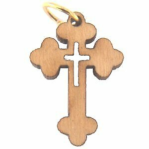 #ad Olive wood Eastern Cross Laser Pendant 8cm or 3.15quot; long $12.99