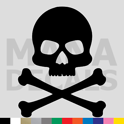 #ad Skull and Crossbones Vinyl Die Cut Decal Sticker Pirate Jolly Roger Poison $2.49