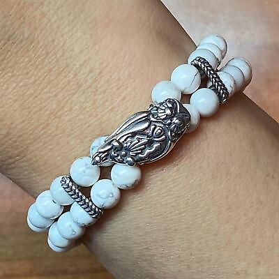 #ad Carolyn Pollack Sterling 2 Strand Howlite With Owl Stretch Bracelet For Women $93.75