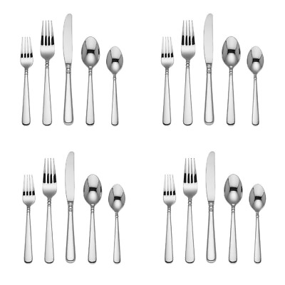 #ad Lenox Pearl Platinum 18 10 Stainless Steel 20pc. Flatware Set Service for Four $194.94