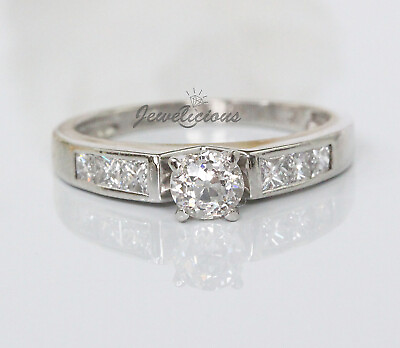 #ad Fabulous 18K White Gold Natural Diamonds Round Engagement Ring $985.00
