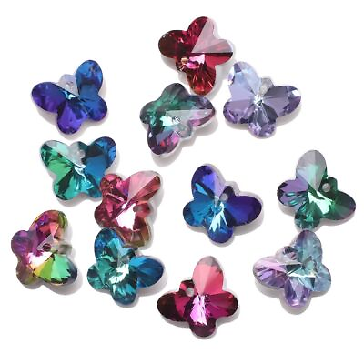 #ad Glass Butterfly Beads 14mm Crystal Pendants Earring Charm Jewelry Making 20Pcs $13.89
