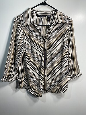 #ad blue diamond womens shirt size small button up long sleeve collar striped $15.00