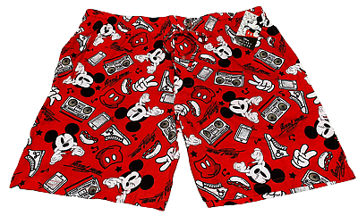 #ad NEW Disney Mickey Mouse Boom Box amp; Sneakers Red Lounge Sleepwear Shorts Size MED $17.99