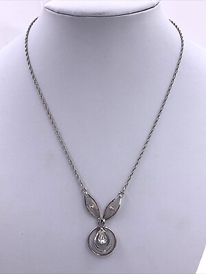 #ad Sterling Silver CZ Dangle Teardrop 15” Necklace $18.99