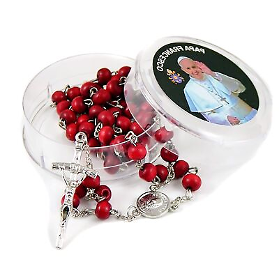 #ad Pope Francis Rose Scented Bead Rosary Catholic Blessed Comes with Free Gift $19.99