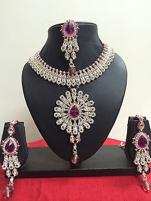#ad Indian Bridal Jewelry Gold Plated Fashion Bridal Jewelry Necklace Earrings Set $24.99