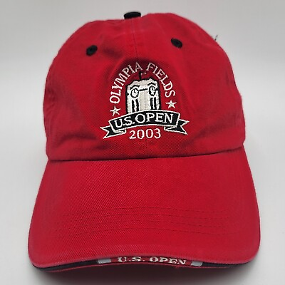 #ad U.S. Open 2003 Olympia Fields Golf Hat Cap Strapback Red Black White PGA Mens $12.95