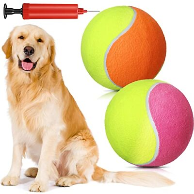 #ad 2 Pack Giant Tennis Ball for Dogs 9.5 Inch Inflatable Big Tennis Balls Large ... $38.81