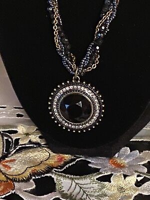 #ad Fashion Necklace Black Gemstone Pendant $4.26