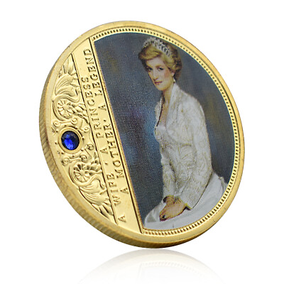 #ad UK Princess Diana Gold Coin Portraits of A Princess Commemorative Medal Crafts $3.61