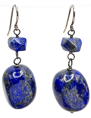 #ad sterling silver lapis lazuli earrings 925 $17.09