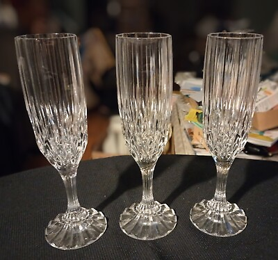 #ad Set of 3 Gorgeous Crystal Champagne Flutes Glasses 8.25quot; $24.99