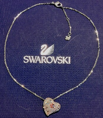 #ad Authentic Swarovski Alana Heart Crystal Rhodium Plated Necklace Signed $115.00