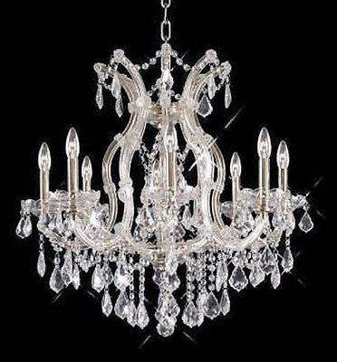 #ad Palace Maria Theresa 9 Light Crystal Chandelier Dining Light Chrome 26x26 $1043.00