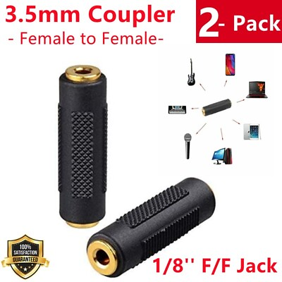 #ad #ad 2 Pack Stereo 3.5mm Coupler Aux Female to Female 1 8quot; F F Jack Audio Adapter $3.75