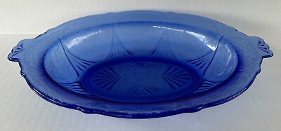 #ad Hazel Atlas Royal Lace Cobalt Blue Oval Vegetable Bowl 11quot; Depression Glass $60.00