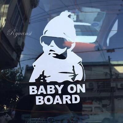 #ad White Funny Baby on Board Hangover Car Window Laptop Vinyl Decal Sign Sticker $5.99