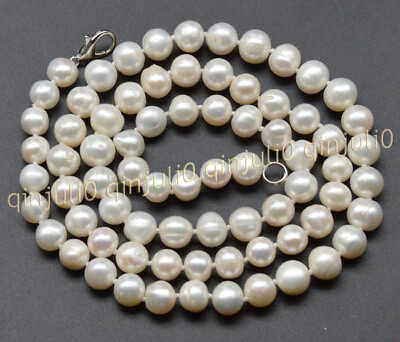 #ad Genuine Natural White Akoya Freshwater Cultured Pearl Necklace 14 48 inch 7 10mm GBP 13.98