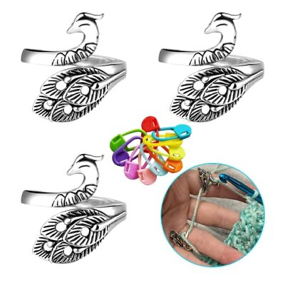 #ad Upgraded 3 PCs Crochet Ring for Finger Yarn Guide Adjustable Tension Ring fo... $6.12