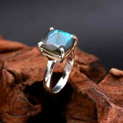 #ad Faceted Labradorite 925 Sterling Silver Jewelry Ring Statement Ring $35.50