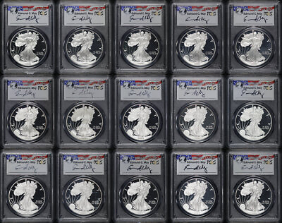 #ad 2000 2015 Silver Eagle 15 Coin Proof Set PCGS PR 69DCAM Edmund C. Moy Signature $1199.00
