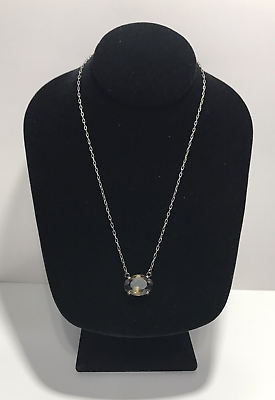 #ad Catherine Popesco France Necklace Pendant stone Silver tone $34.95