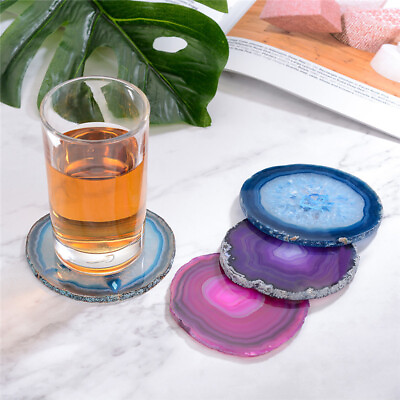 #ad Natural Agate Coasters Sliced Agate Barware Wine Coasters Housewarming Gift $12.90