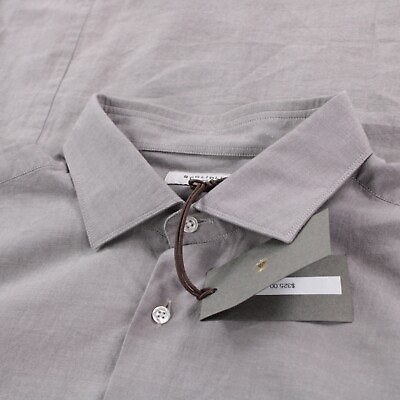 #ad Boglioli NWT Dress Shirt Size 17.5 44 Solid Gray 100% Cotton $120.00