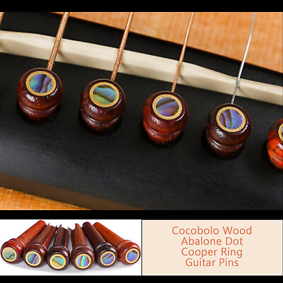 #ad 6pcs Acoustic Guitar Cocobolo Wood Bridge Pins Guitar Replacement Parts $11.99