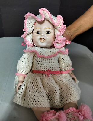 #ad Antique French Bisque Porcelain Baby Doll 15quot; long. $40.00