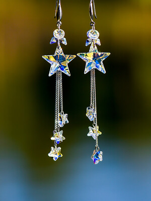#ad Silver Plated Star Shape Stud Earring Elegant Women Cubic Zircon Party Jewelry C $4.55