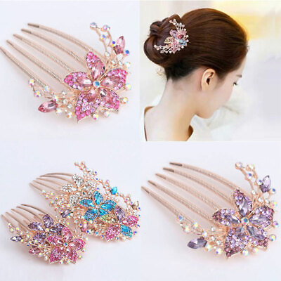 #ad Wedding Diamante Crystal Hair Comb Pins Clips Rhinestone Bridal Accessories US $3.56