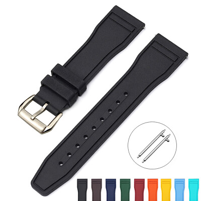 #ad New High Quality Waterproof Sports Fluorine Rubber Watch Strap Band 20 21 22mm $23.66