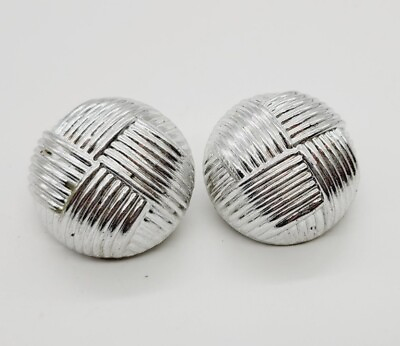 #ad Vintage Clip Earrings Massive Silver Tone Textured 3D Lightweight Weave 1.5 in $8.99