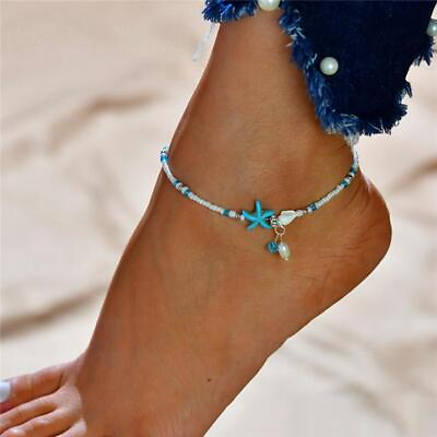 #ad Silver Anklet Ankle Bracelet turquoise freshwater pearl 9quot; plus 2quot; extender $9.99
