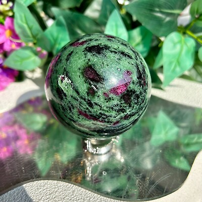 #ad Green Ruby Zoisite Crystal Display Sphere Reiki Healing Stone Polished Crystal $35.00