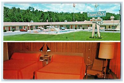 #ad c1960#x27;s Grand Pix Motor Lodge Exterior Keeseville New York NY Bed Room Postcard $29.95