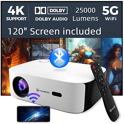 #ad VANKYO 4K Projector Bluetooth Native 1080P 5G WiFi LED Video Home Theater Cinema $37.39